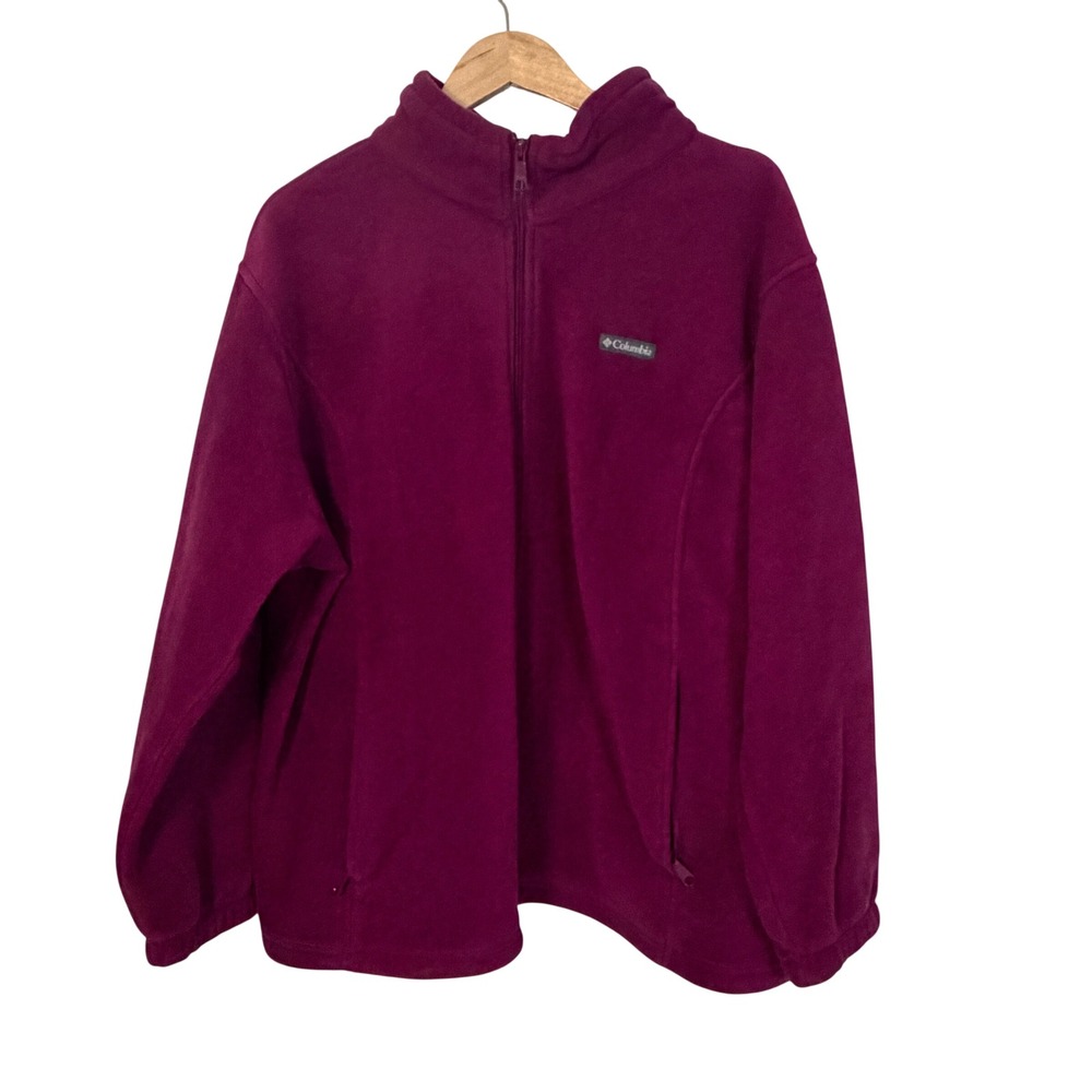 Columbia Fleece Jacket Women 3X Purple Excellent Full Zip Mock Neck XW1322